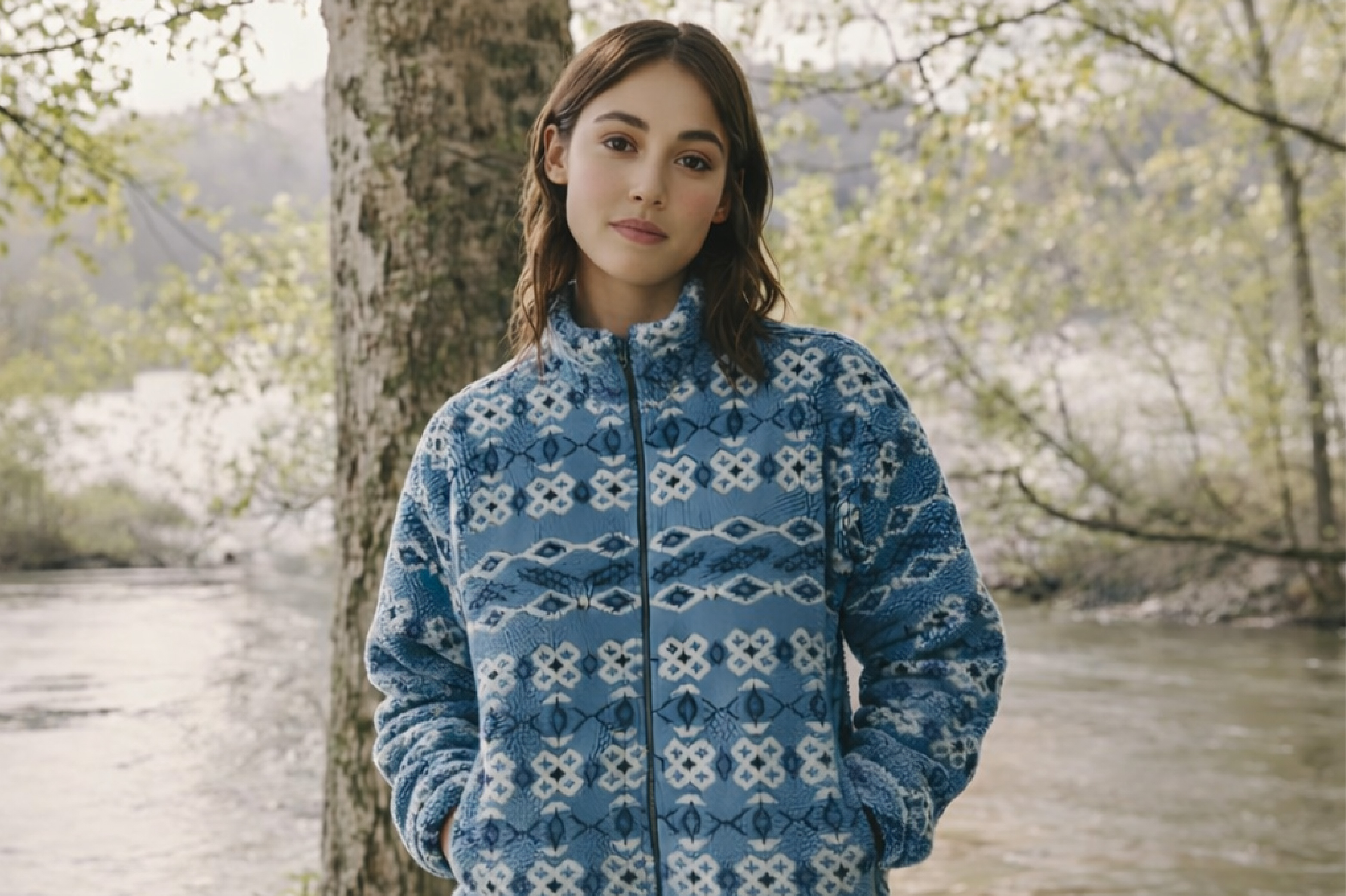 nuco patterned fleece jacket